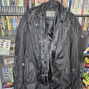 Joe Rocket Black Armored Motorcycle Slide Jacket Mens XL Tall Padded Liner